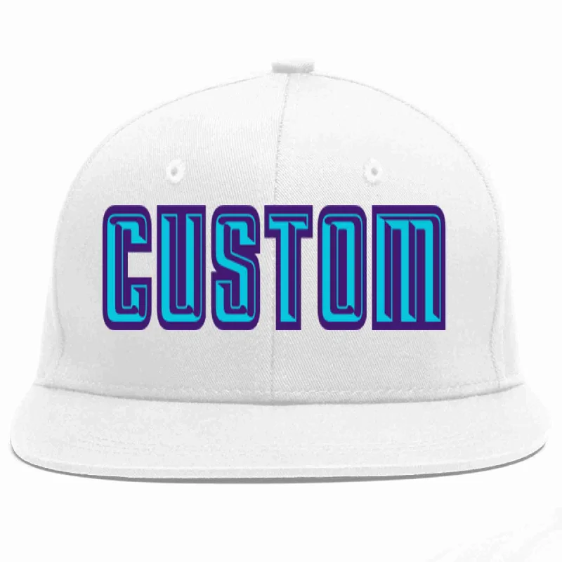 Premium Baseball Cap-Custom White Light Blue-purple Casual Sport Baseball Cap