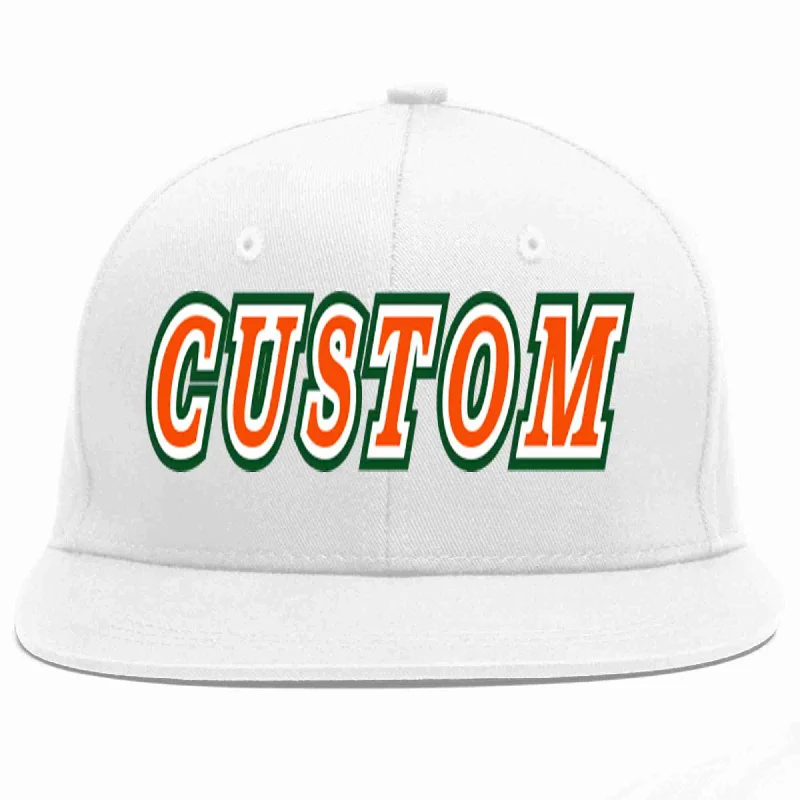 Retro Baseball Cap-Custom White Orange-White Casual Sport Baseball Cap