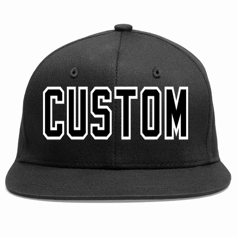 Golf Baseball Cap-Custom Black Black-White Casual Sport Baseball Cap