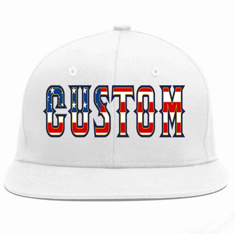 Fishing Baseball Cap-Custom White Vintage USA Flag-Gold Casual Sport Baseball Cap