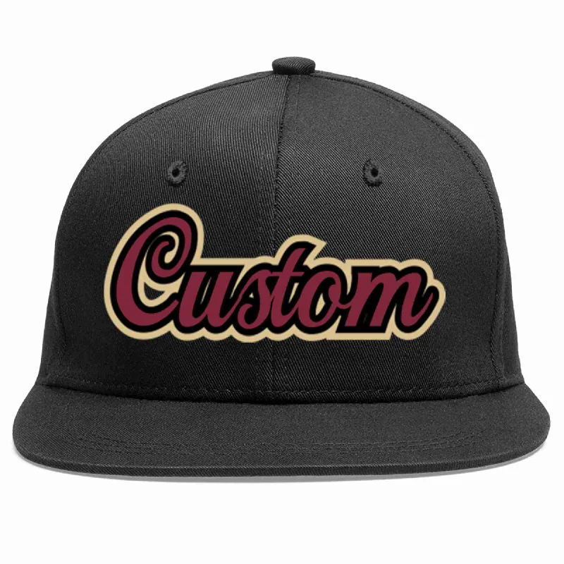 Cycling Baseball Cap-Custom Black Crimson-Black Casual Sport Baseball Cap