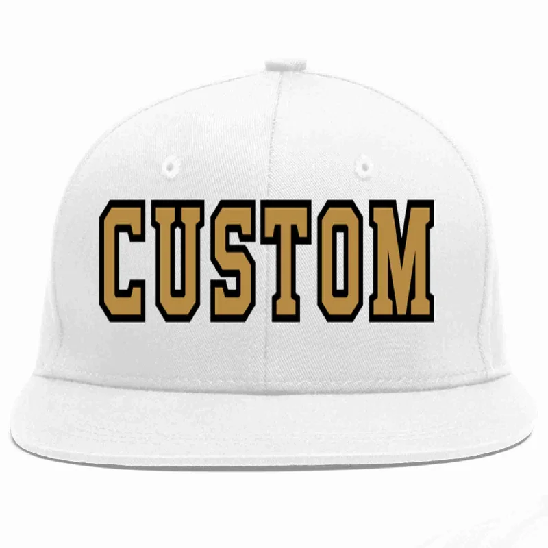 Urban Style Baseball Cap-Custom White Old Gold-Black Casual Sport Baseball Cap