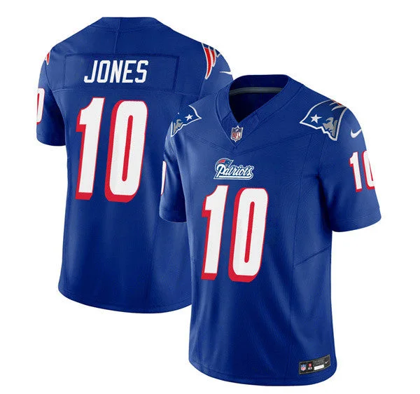 Anniversary Soccer Jersey-Men's New England Patriots #10 Mac Jones Blue 2023 F.U.S.E. Limited Football Stitched Jersey