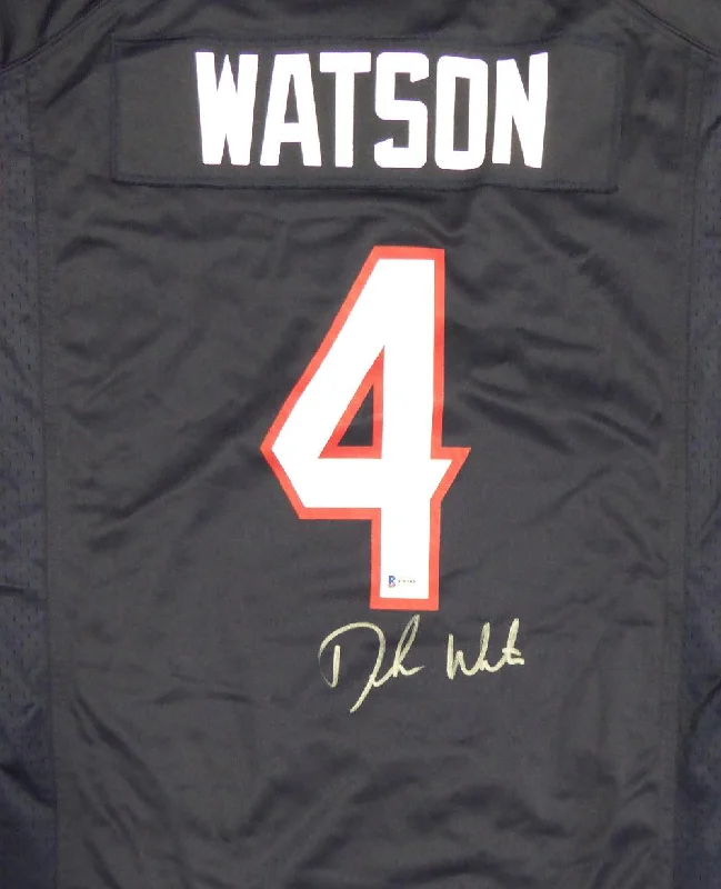 Two-Tone Football Helmet-Houston Texans Deshaun Watson Autographed Blue Nike Jersey Size L Beckett BAS Stock #122065