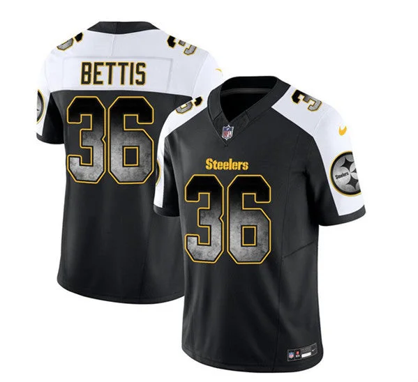 World Cup Soccer Jersey-Men's Pittsburgh Steelers #36 Jerome Bettis Black/White 2023 F.U.S.E. Untouchable Limited Football Stitched Jersey