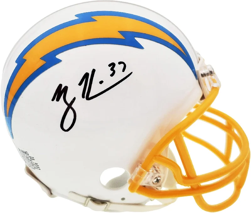 Yellow Football Helmet-Rodney Harrison Autographed San Diego Chargers White Mini Helmet Beckett BAS QR Stock #193942