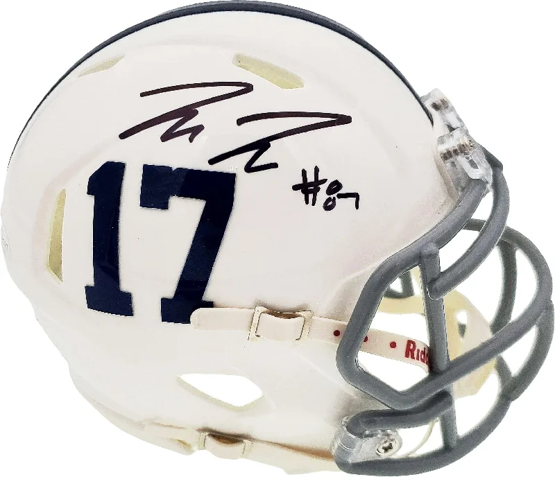 Handcrafted Football Helmet-Pat Freiermuth Autographed Penn State Nittany Lions White Speed Mini Helmet Beckett BAS Stock #191112