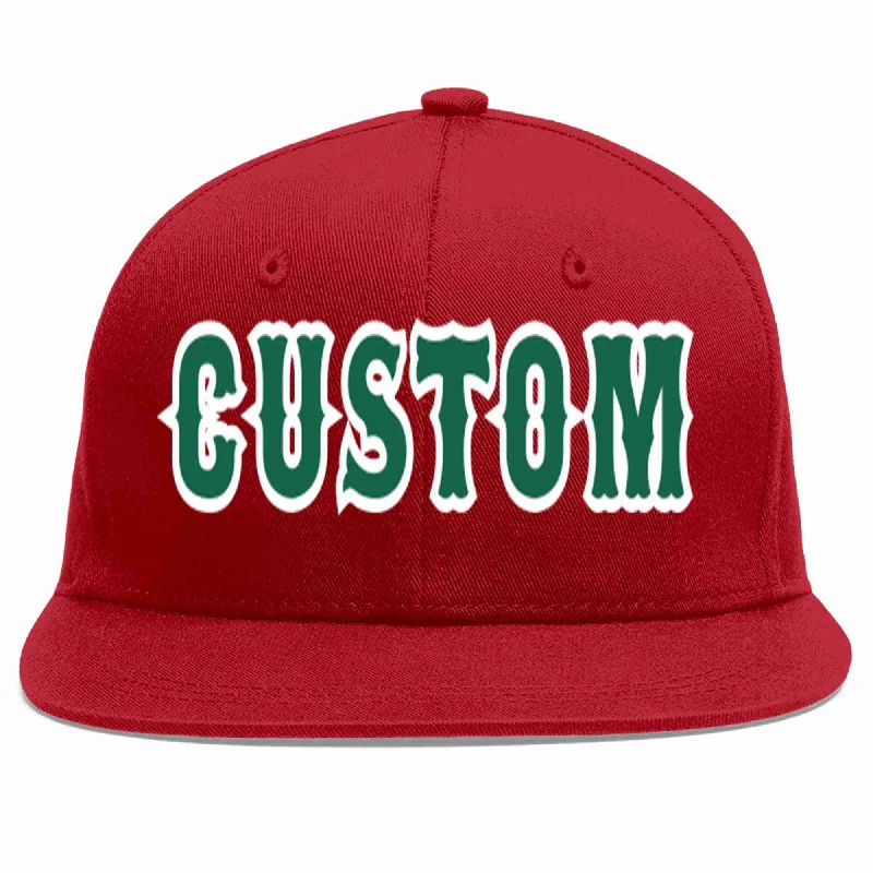 Wool Baseball Cap-Custom Red Kelly Green-White Casual Sport Baseball Cap