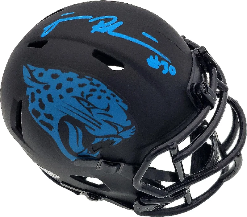 Premium Football Helmet-James Robinson Autographed Jacksonville Jaguars Eclipse Black Speed Mini Helmet Beckett BAS Stock #191011