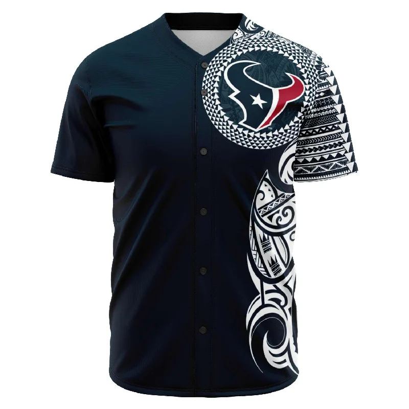 Recycled Material Baseball Jersey-Houston Texans Baseball Jersey Blue