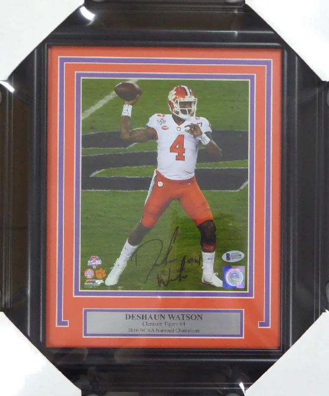 Waterproof Football Helmet-Deshaun Watson Autographed Framed 8x10 Photo Clemson Tigers Beckett BAS Stock #123686