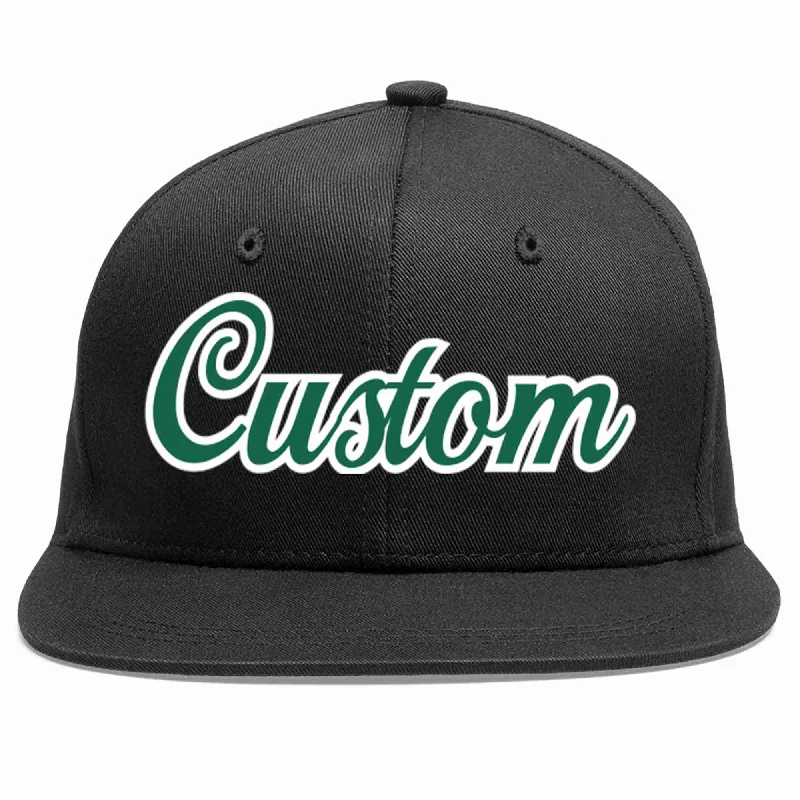 Adventure Baseball Cap-Custom Black Kelly Green-White Casual Sport Baseball Cap