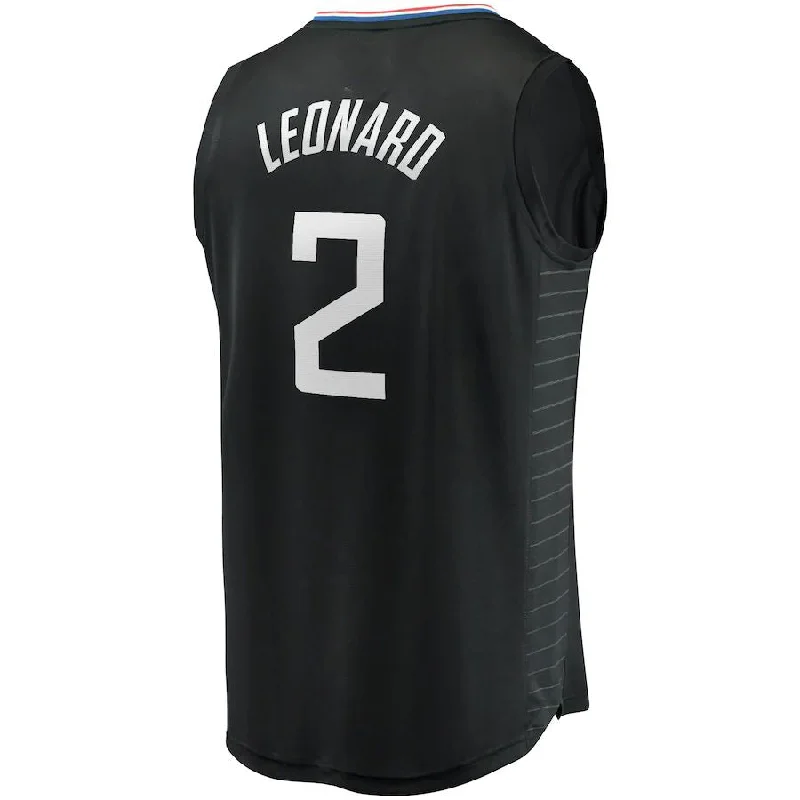 Long Sleeve Basketball Jersey-LA.Clippers #2 Kawhi Leonard Fanatics Branded 2020-21 Fast Break Player Jersey  Black Statement Edition Stitched American Basketball Jersey