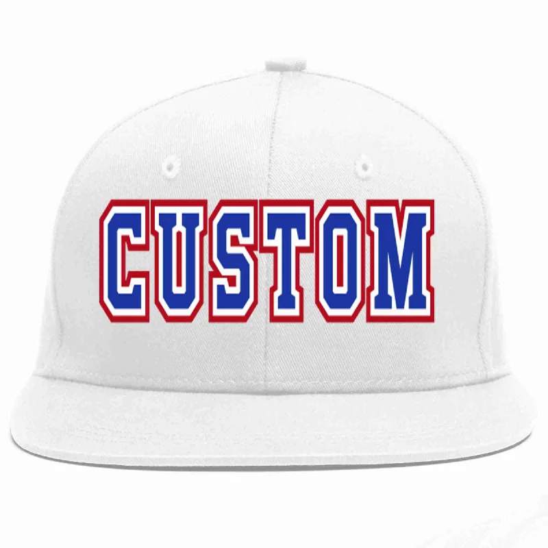 Basketball Team Baseball Cap-Custom White Royal-White Casual Sport Baseball Cap