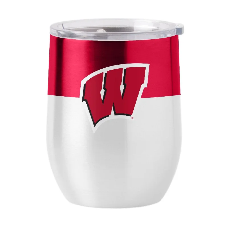 Coffee Team Mug-Wisconsin 16oz Colorblock Stainless Curved Beverage