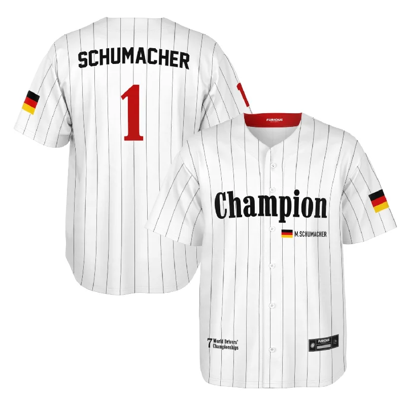 Minimalist Baseball Jersey-Schumacher - Pinstripe Home Jersey