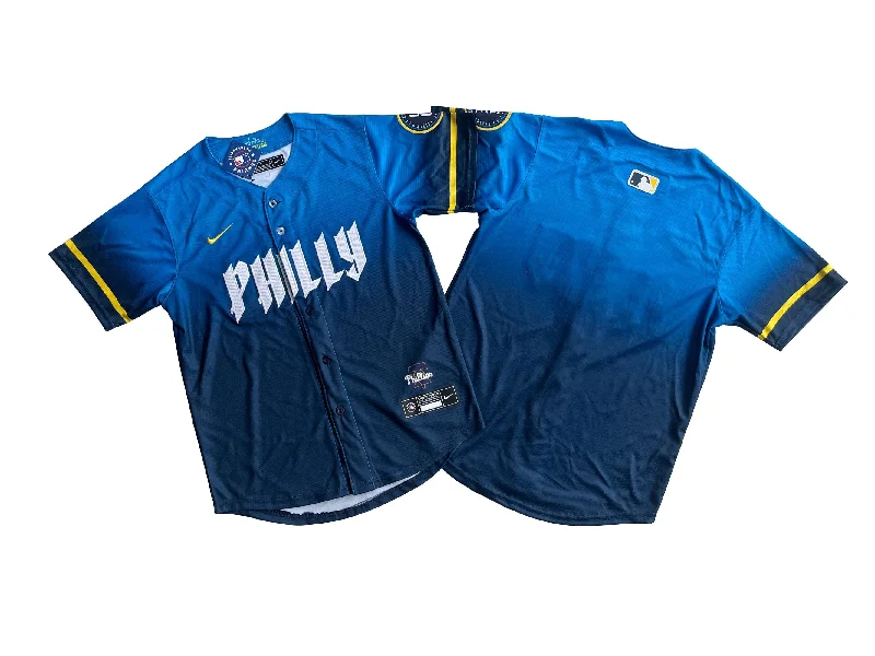 Crew Neck Baseball Jersey-Men's Philadelphia Phillies  Blue 2024 City Connect Limited Jersey