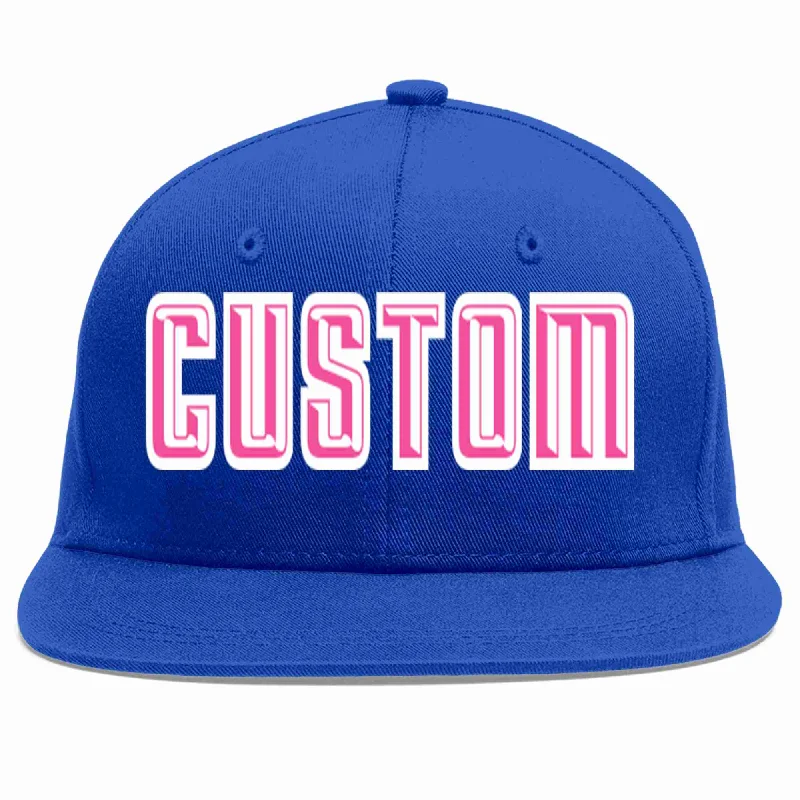 Distressed Baseball Cap-Custom Royal Pink-White Casual Sport Baseball Cap