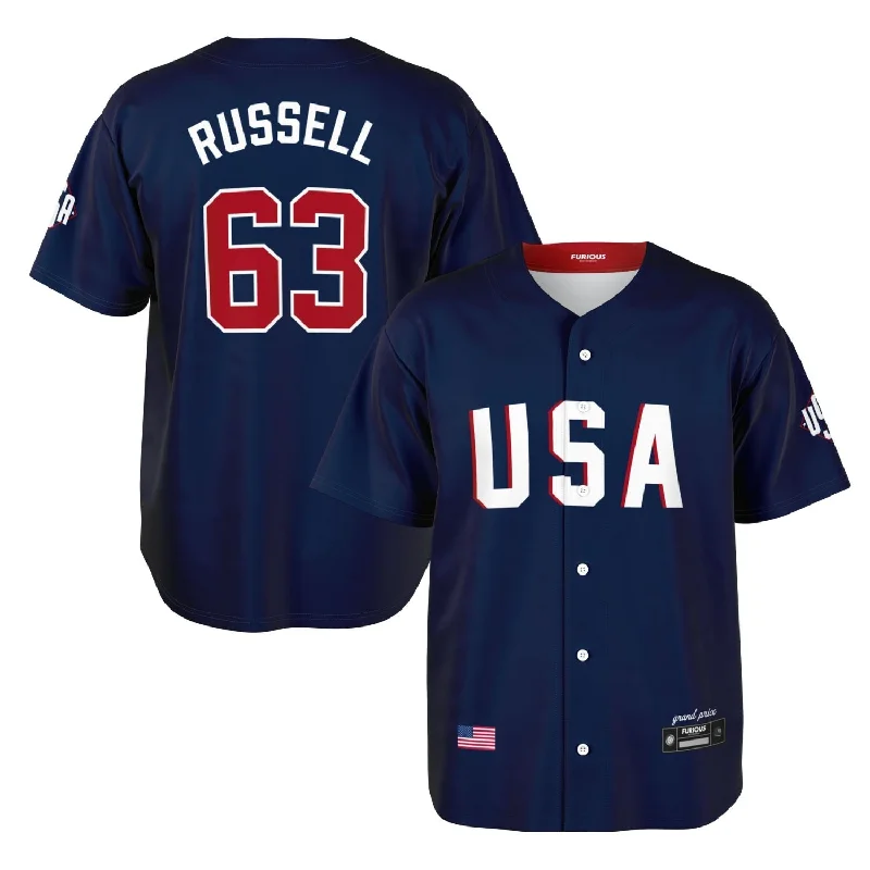 Pullover Baseball Jersey-Russell - USA GP Jersey