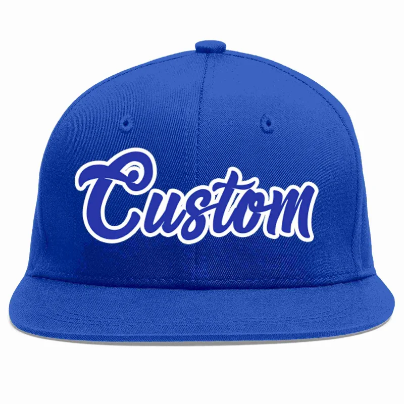 Grunge Baseball Cap-Custom Royal Royal-White Casual Sport Baseball Cap