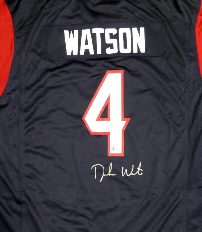 Street Style Football Helmet-Houston Texans Deshaun Watson Autographed Blue Nike Jersey Size XXL Beckett BAS Stock #121899