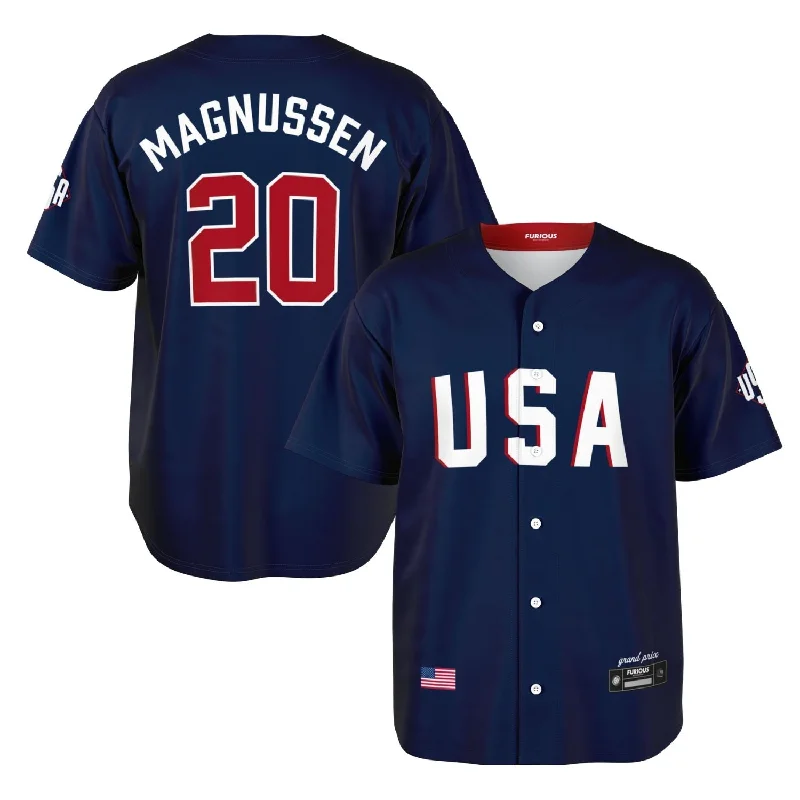 Collared Baseball Jersey-Magnussen - USA GP Jersey