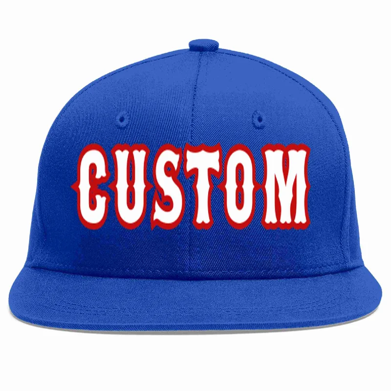 Hip Hop Baseball Cap-Custom Royal White-Red Casual Sport Baseball Cap