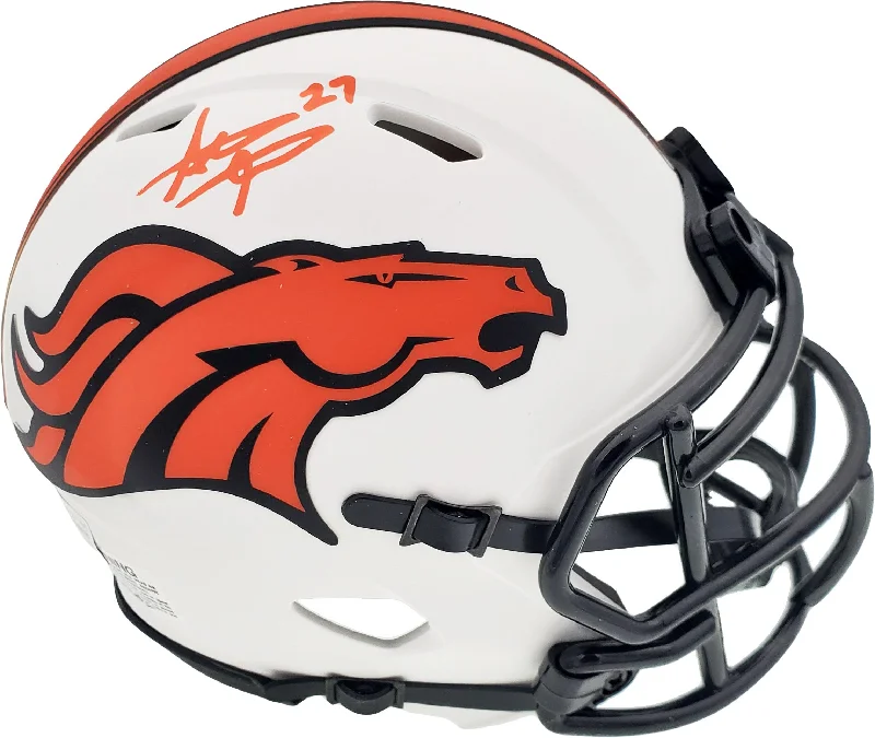 Urban Style Football Helmet-Steve Atwater Autographed Denver Broncos Lunar Eclipse White Speed Mini Helmet Beckett BAS QR Stock #192620