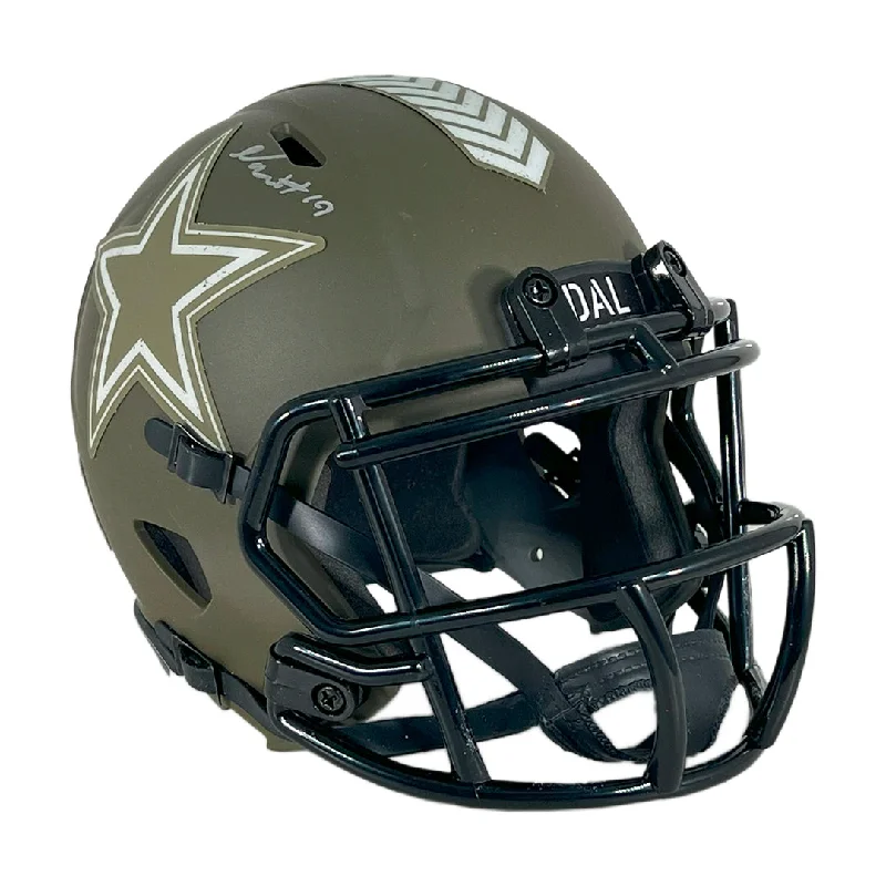 High School Football Helmet-Noah Igbinoghene Signed Dallas Cowboys Salute to Service Mini Football Helmet (JSA)