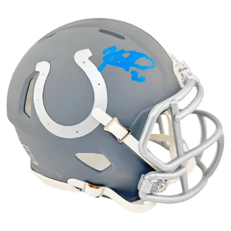 Extra Cushion Football Helmet-Nick Cross Signed Indianapolis Colts Slate Alternate Speed Mini Football Helmet (JSA)