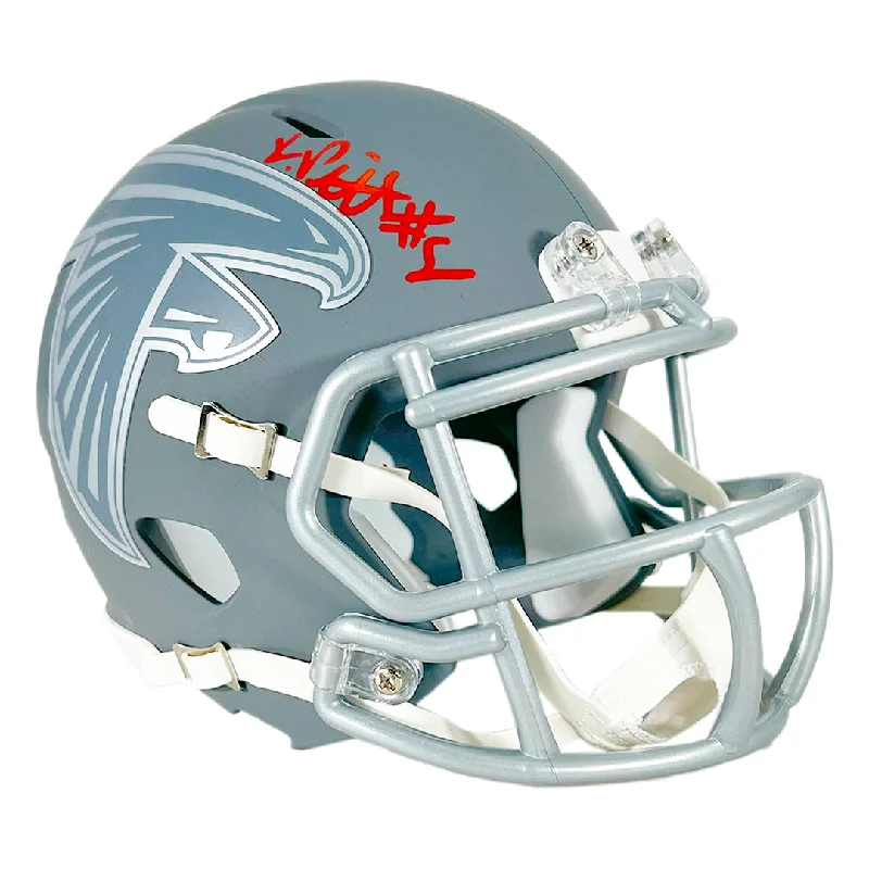 Two-Tone Football Helmet-Kyle Pitts Signed Atlanta Falcons Slate Alternate Speed Mini Football Helmet (Beckett)