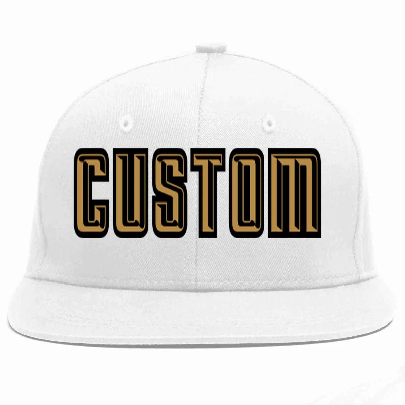 Heavy Duty Baseball Cap-Custom White Old Gold-Black Casual Sport Baseball Cap