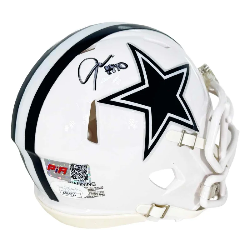 Blue Football Helmet-Juanyeh Thomas Signed Dallas Cowboys Alt 2022 Speed Mini Football Helmet (JSA)