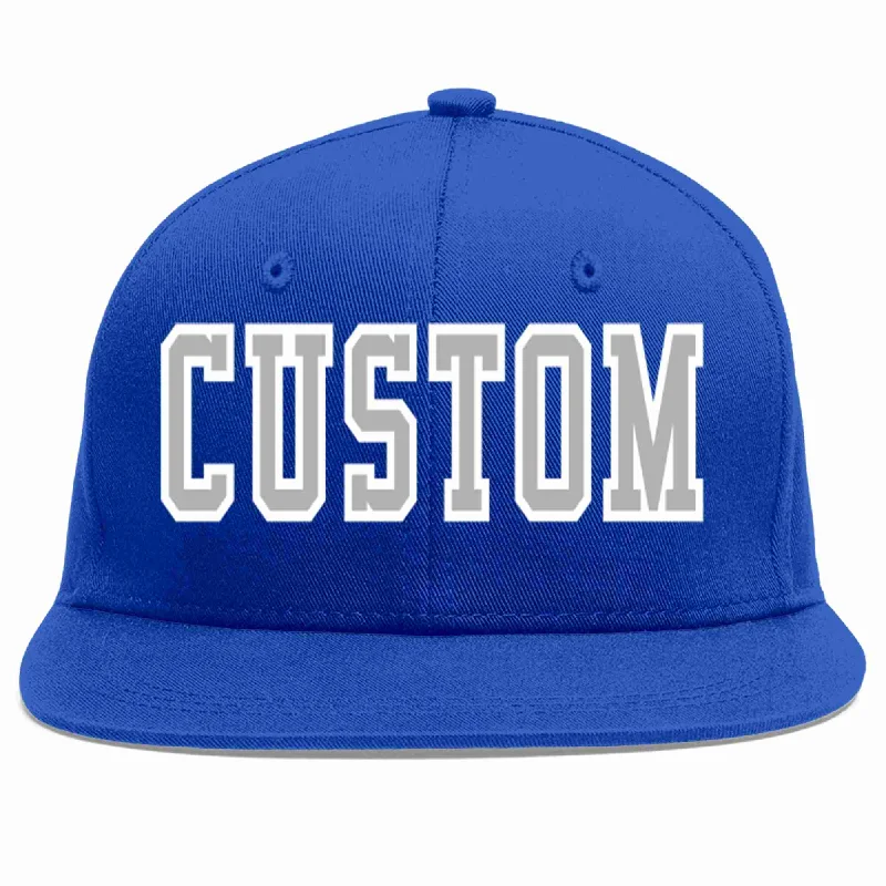 Adventure Baseball Cap-Custom Royal Gray-White Casual Sport Baseball Cap