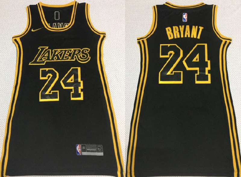 Graphic Basketball Jersey-Lakers 24 Kobe Bryant Black Women Swingman Basketball Jersey