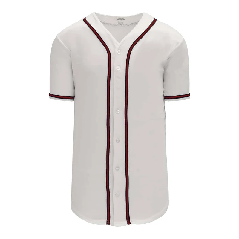 Special Edition Baseball Jersey-Pro Full Button Down White-Navy-Red Jersey