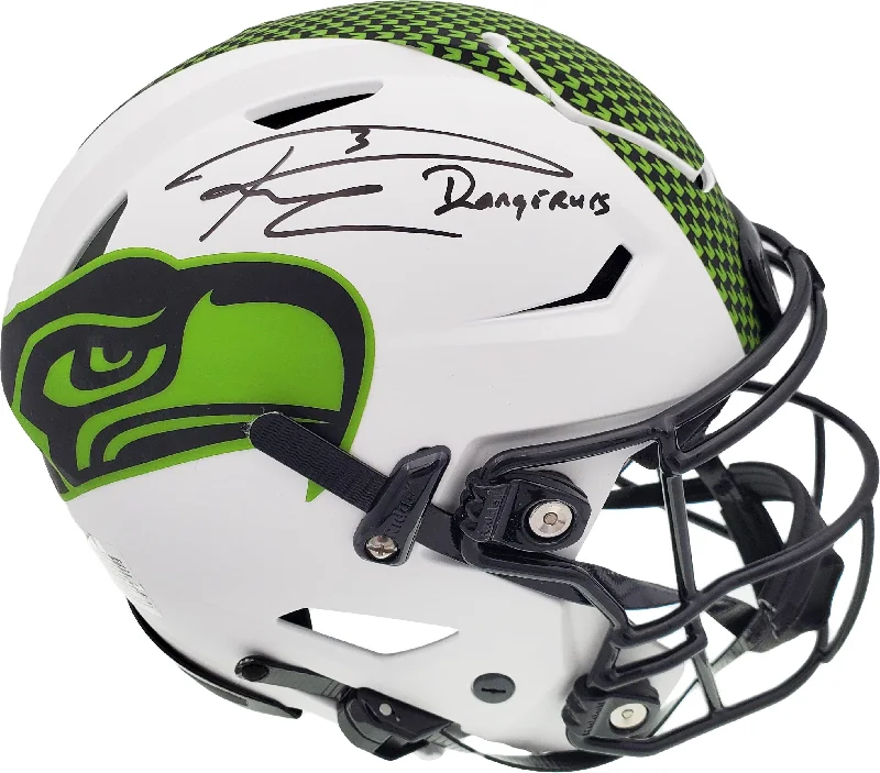 Handcrafted Football Helmet-Russell Wilson Autographed Seattle Seahawks White Lunar Eclipse Full Size Authentic Hyper Speed Flex Helmet "DangeRuss" RW Holo & Beckett BAS Stock #194026