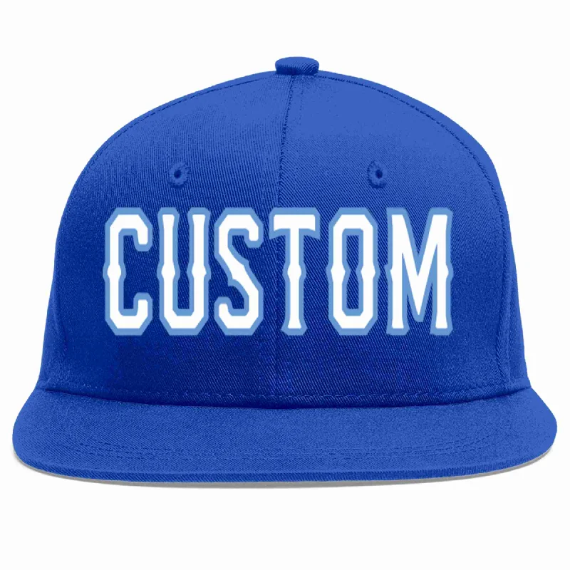 Distressed Baseball Cap-Custom Royal White-Light Blue Casual Sport Baseball Cap