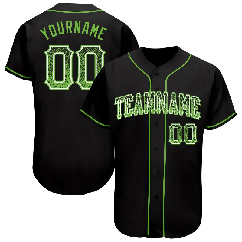 Green Baseball Jersey-Custom Black Neon Green-White Authentic Drift Fashion Baseball Jersey