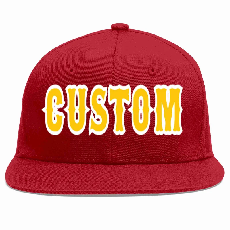 Suede Baseball Cap-Custom Red Gold-White Casual Sport Baseball Cap