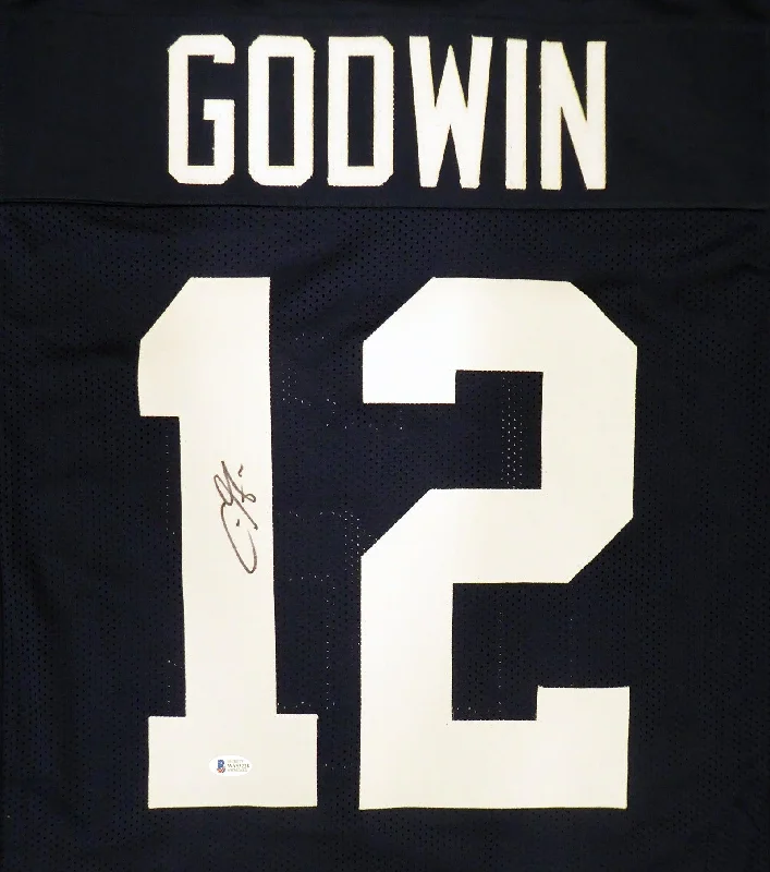 Protective Football Helmet-Penn State Nittany Lions Chris Godwin Autographed Blue Jersey Beckett BAS Stock #187472