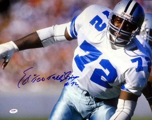 Street Style Football Helmet-Ed "Too Tall" Jones Autographed 16x20 Photo Dallas Cowboys PSA/DNA ITP Stock #53209