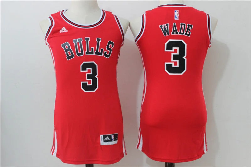 Cooling Basketball Jersey-Bulls 3 Dwyane Wade Red Women Swingman Basketball Jersey