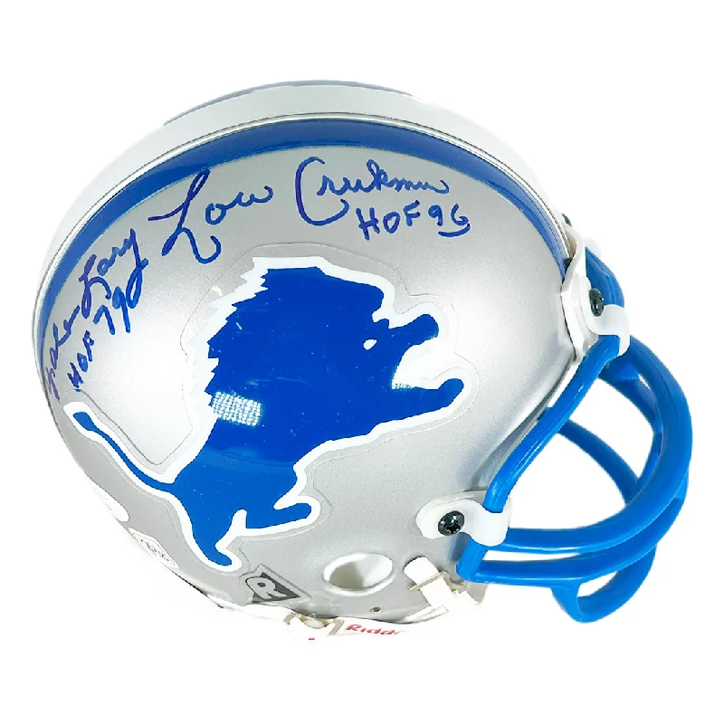 Sustainable Football Helmet-Barney, Creekmur, Lary Signed HOF Inscription Detroit Lions Mini Football Helmet (JSA)