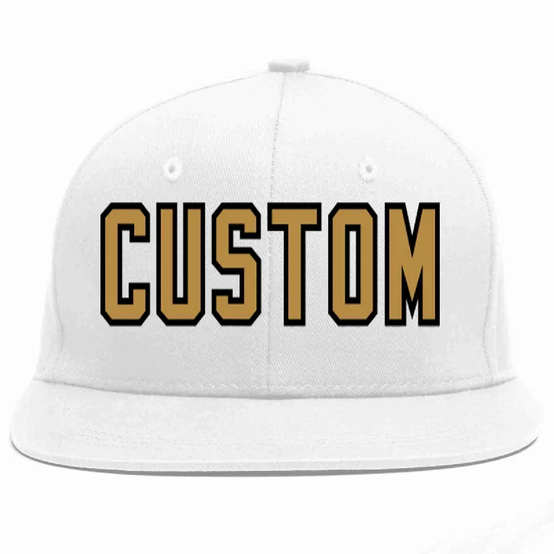 Fishing Baseball Cap-Custom White Old Gold-Black Casual Sport Baseball Cap