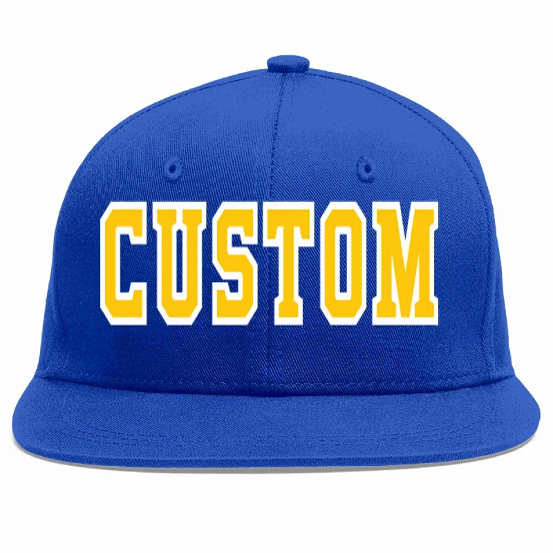 Skateboarding Baseball Cap-Custom Royal Gold-White Casual Sport Baseball Cap