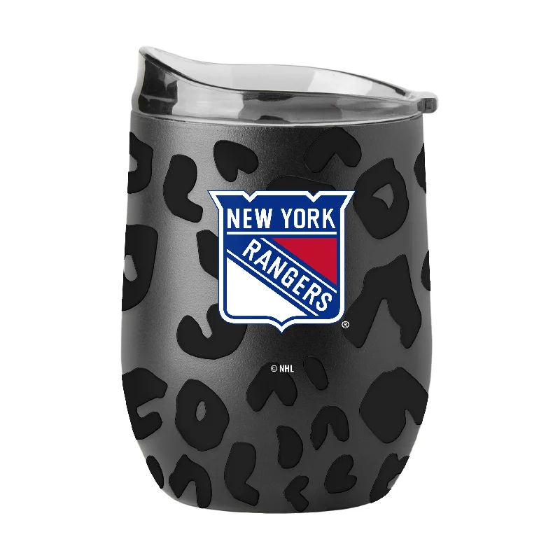 Porcelain Team Mug-New York Rangers Leopard 16oz Black Powder Coat Curved Beverage