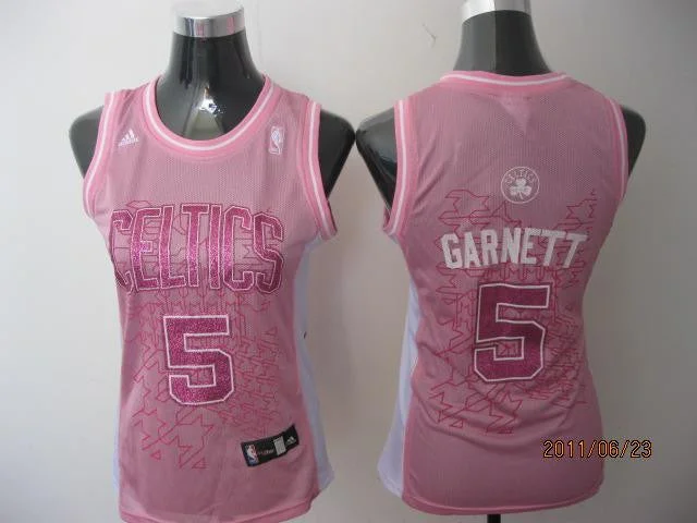 Modern Basketball Jersey-Celtics 5 Garnett Pink Women Basketball Jersey