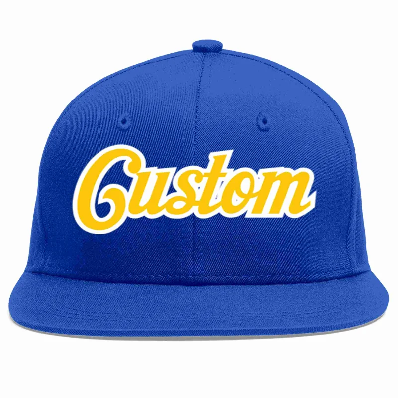 Performance Baseball Cap-Custom Royal Gold-White Casual Sport Baseball Cap