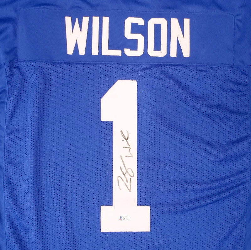 Heavy-Duty Football Helmet-BYU Cougars Zach Wilson Autographed Royal Blue Jersey Beckett BAS Stock #191149